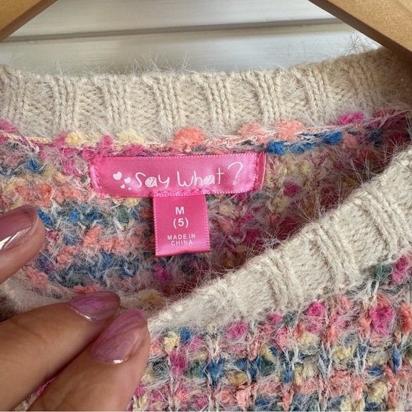 NWT Say What Pink Fuzzy Sweater Size 5 - Picture 2 of 5